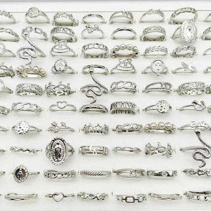 Silver Plated Zinc Alloy Women Rings With Flower Spider Snake Design