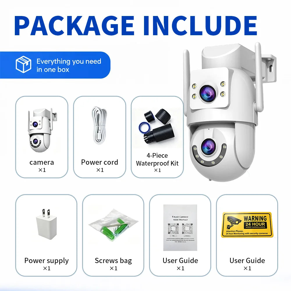 Jooan 4K 8MP HD Wifi PTZ Camera Outdoor 5G Wifi Dual Lens Security IP Cameras 5X Zoom AI Tracking ONVIF CCTV Surveillance Camera