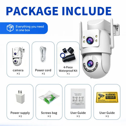 Jooan 4K 8MP HD Wifi PTZ Camera Outdoor 5G Wifi Dual Lens Security IP Cameras 5X Zoom AI Tracking ONVIF CCTV Surveillance Camera