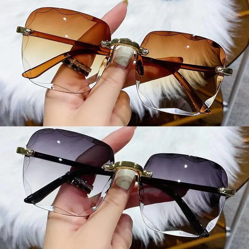 Frameless Sunglasses Y2K Gradient Fashion Korean Hip Pop Anti Ultraviolet Elegant Luxury Outdoor Travel Eyewear Women Unisex