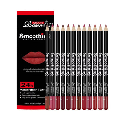 12 Piece Long Lasting Lipstick Set With Matte Lip Liner And Velvet Gloss