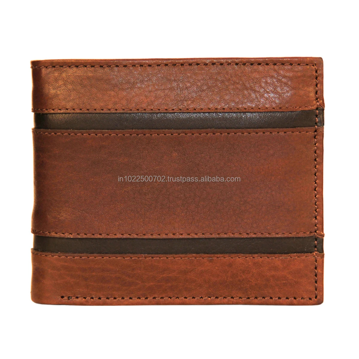 Premium Men's Genuine Leather RFID Card Holder Open Closure Geometric Pattern Custom Logo Polyester Lining-Short Wholesale Gift