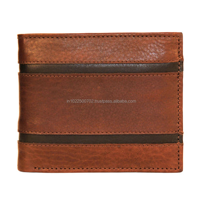 Premium Men's Genuine Leather RFID Card Holder Open Closure Geometric Pattern Custom Logo Polyester Lining-Short Wholesale Gift