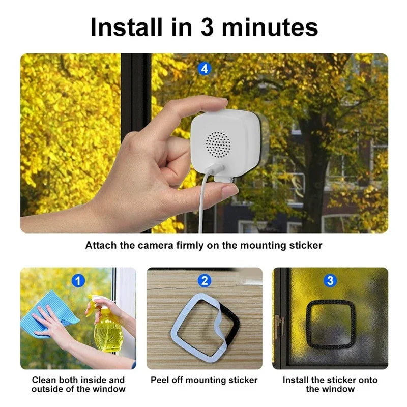 2.4/5GHz WiFi Window Camera 3MP Full Color Night Vision Indoor Security Mini Camera Replaces Outdoor Through Glass Window 2026