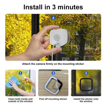 2.4/5GHz WiFi Window Camera 3MP Full Color Night Vision Indoor Security Mini Camera Replaces Outdoor Through Glass Window 2026