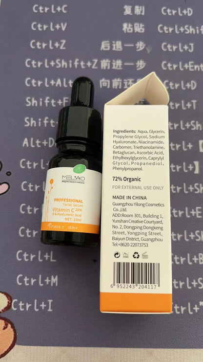MELAO Vitamin C Facial Serum Anti Aging Whitening Brightening Dark Spots Freckle Remove Hyaluronic Acid Vitamin E 30ML