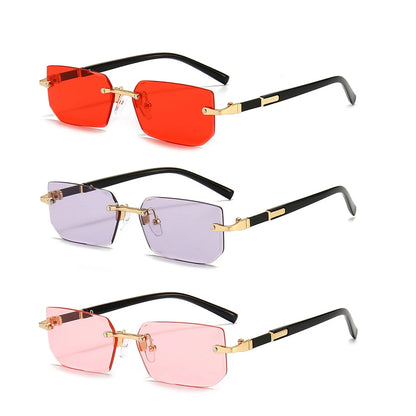 Rimless Sunglasses Rectangle Fashion Popular Women Men Shades Small Square Sun Glasses For Female Male Summer Traveling Glasses