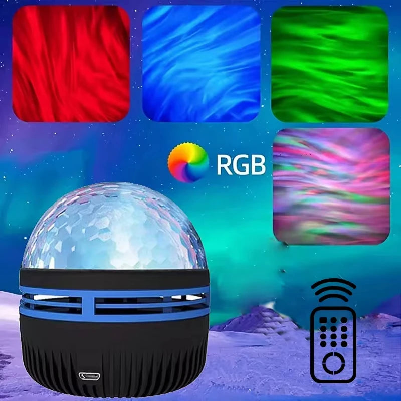 Galaxy Star Projector Night Light 7-Color Water Ripple and Aurora | ৭-রঙের গ্যালাক্সি স্টার প্রজেক্টর নাইট লাইট