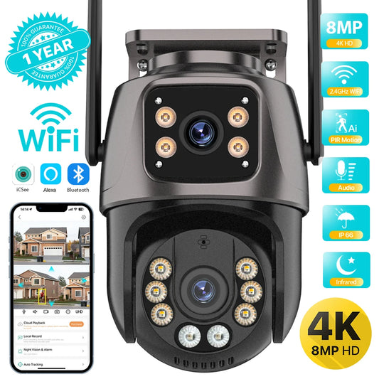4K Dual-Lens PTZ WiFi CCTV Camera with AI Auto Tracking | 4K ডুয়াল-লেন্স PTZ ওয়াইফাই CCTV ক্যামেরা