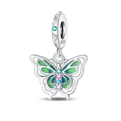 Colorful 925 Silver Plated Butterfly Zircon Charm Bead For Diy Bracelets