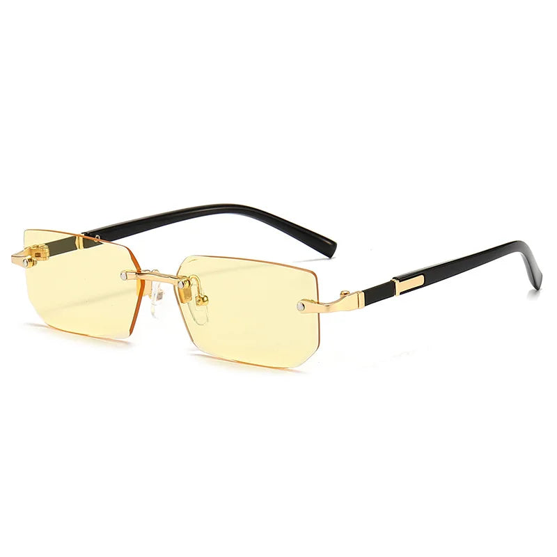 Rimless Sunglasses Rectangle Fashion Popular Women Men Shades Small Square Sun Glasses For Female Male Summer Traveling Glasses