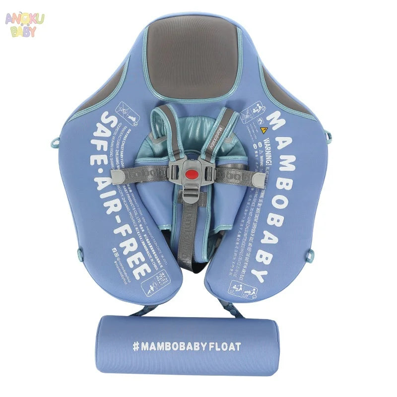 Non-inflatable Baby Floats with Tailboard for 3-24 Months Adjustable Pool Floats for Children Soft Infant Float Pool with Canopy