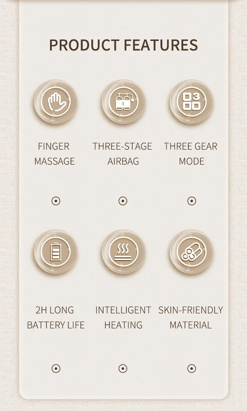 Professional Hand Massager Finger Wrist Palm Relaxation Device with Airbag Compression Kneading for Improves Hand Health