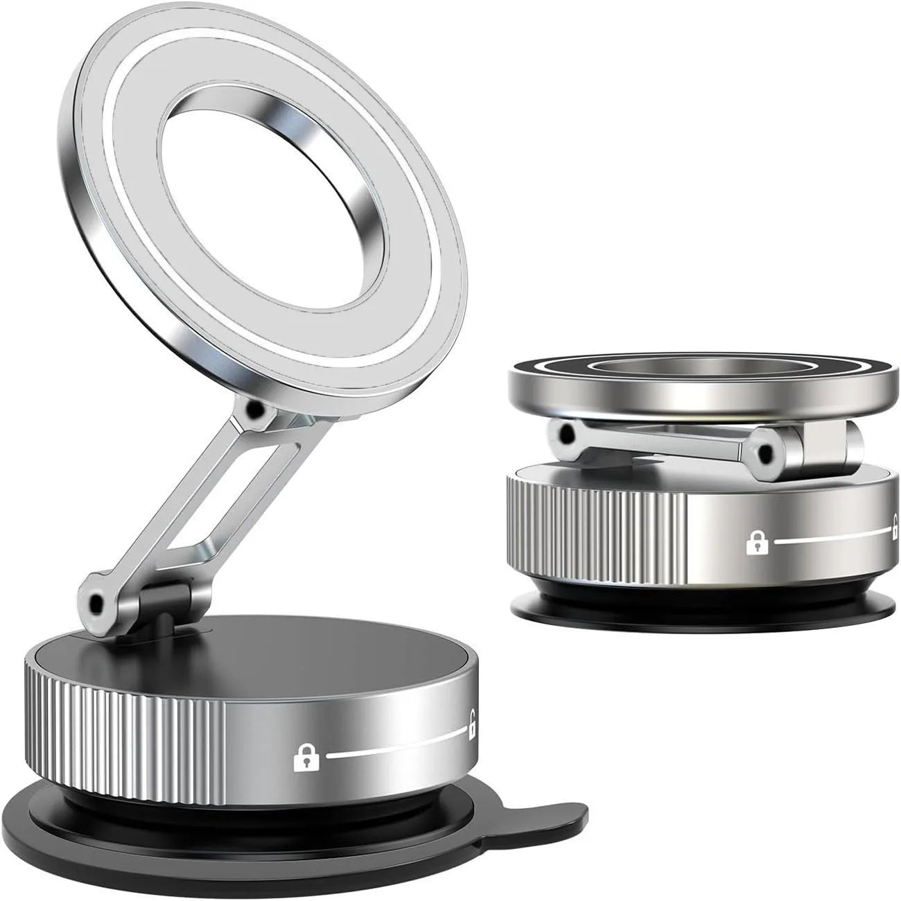 Upgraded Aluminum Alloy Nano Gel Vacuum Magnetic Phone Holder – 360° Rotating, 110LBS Strong Suction for Car, Kitchen & Smooth