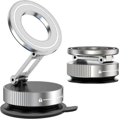 Upgraded Aluminum Alloy Nano Gel Vacuum Magnetic Phone Holder – 360° Rotating, 110LBS Strong Suction for Car, Kitchen & Smooth