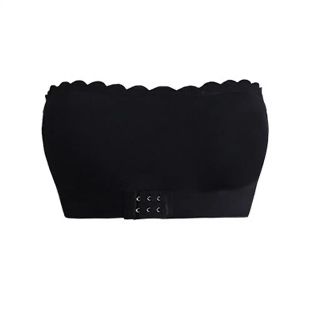 Women's Front Closure Strapless Bra Wireless Push Up Bandeau Bra Non-Slip Seamless Padded Tube Top Bra
