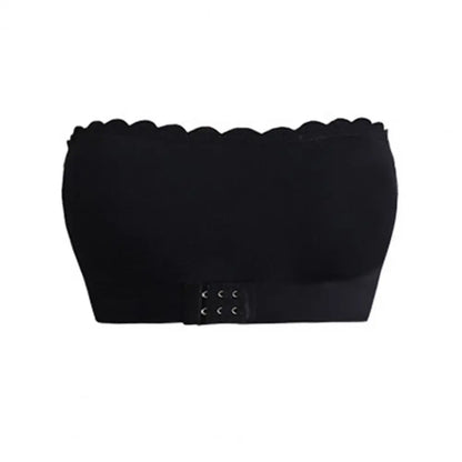 Women's Front Closure Strapless Bra Wireless Push Up Bandeau Bra Non-Slip Seamless Padded Tube Top Bra