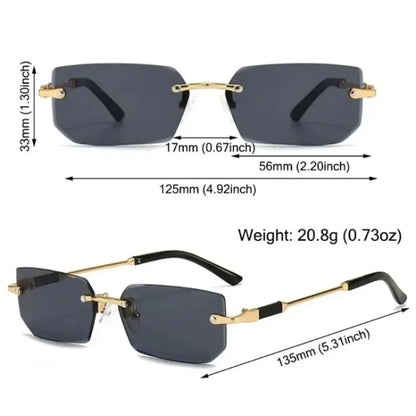 Rimless Rectangle Sunglasses, UV400 Protection  Frameless Sun Glasses, Retro Eyewear for Women & Men