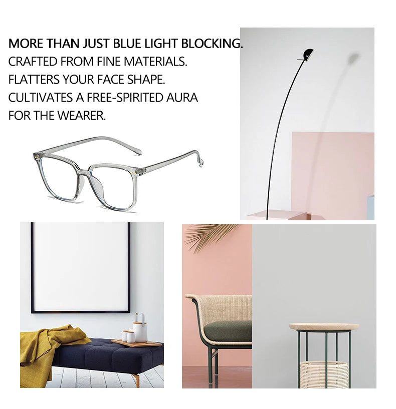 Minimalist Square Blue Light Blocking Glasses Personality Rivets Plain Face Slimming Unisex Clear Glasses 1962