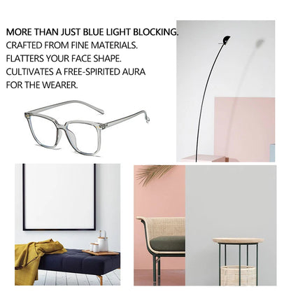 Minimalist Square Blue Light Blocking Glasses Personality Rivets Plain Face Slimming Unisex Clear Glasses 1962