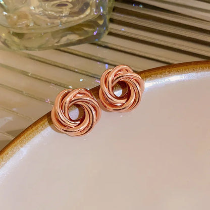 Geometric Multi-layer Wrapping Round Circles Twisted Metal Hoop Earrings Women Gold Color Trendy Charms Fashion Jewelry Gifts K