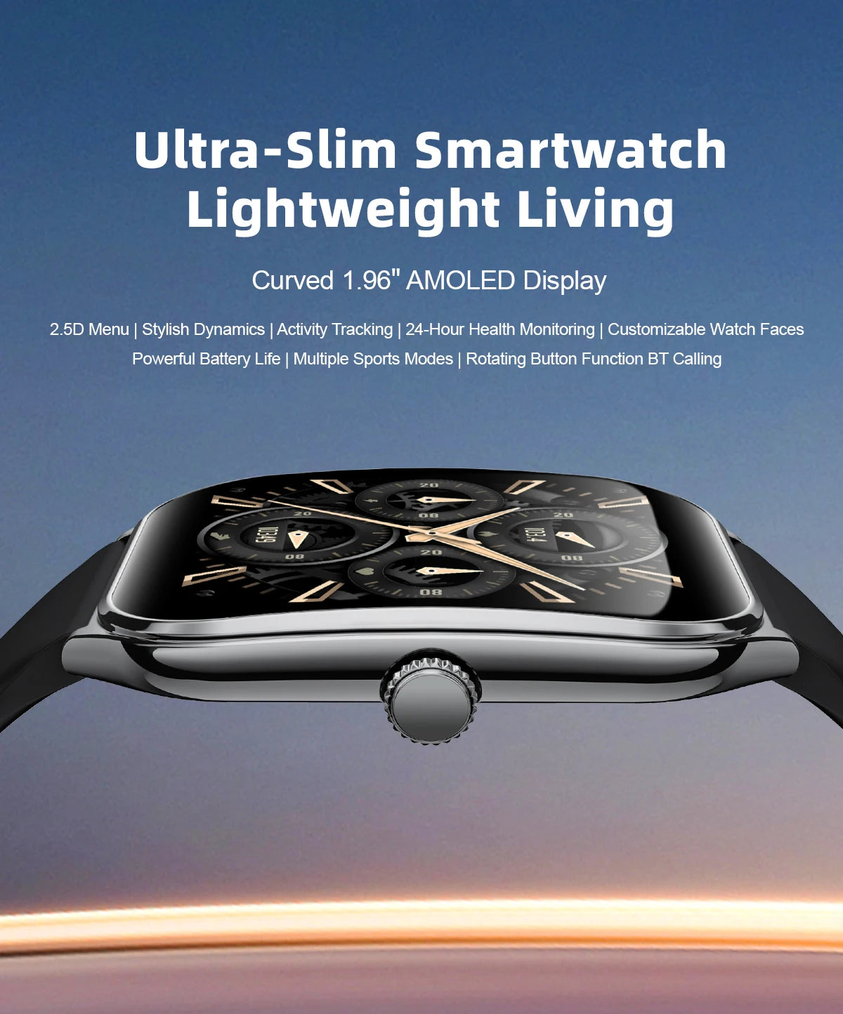 New Ultra Thin Smart Watch Men 1.96' AMOLED HD Pixel Display Always Show Time BT Call Reminder Smartwatch Ladies For Android iOS