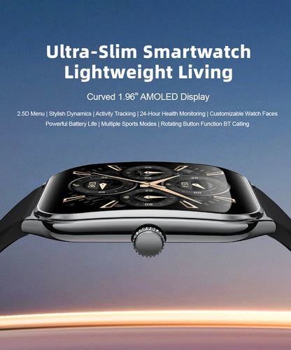 New Ultra Thin Smart Watch Men 1.96' AMOLED HD Pixel Display Always Show Time BT Call Reminder Smartwatch Ladies For Android iOS