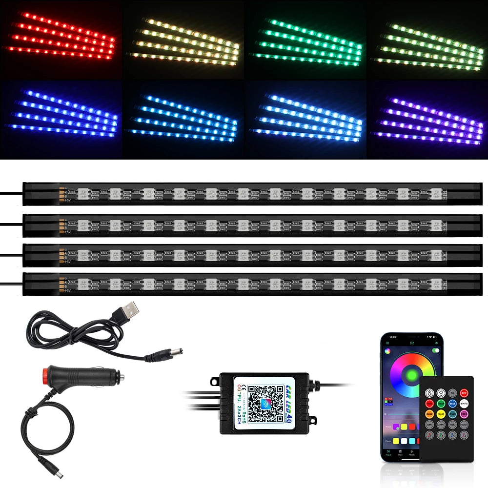 Automotive Ambient Light Foot Interior Modification LED Ambient Light Car USB/Cig Music Atmosphere Decorative Strip Lamp