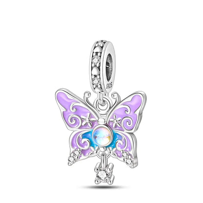 Colorful 925 Silver Plated Butterfly Zircon Charm Bead For Diy Bracelets