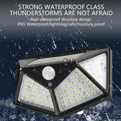 100 LED Solar Wall Lamp Waterproof Motion Sensor Outdoor Garden Lights