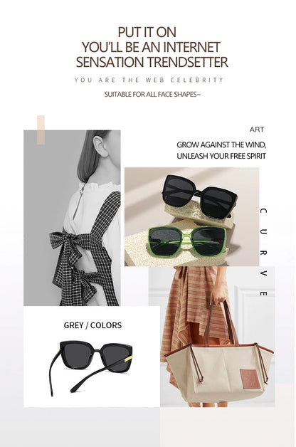 Versatile High-end Oversized Sunglasses Unisex Daily Commute Sunscreen UV Protection Glasses 1180