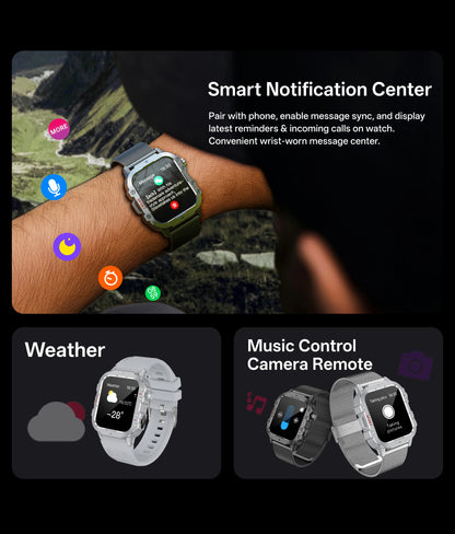 2026 New Military Smart Watch Men IP67 3ATM Outdoor Sports Fitness Tracker Health Monitor 1.44Inch BT Call Smartwatch