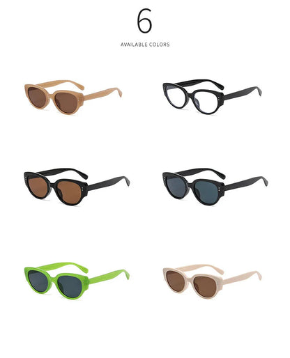 Vintage Black-framed Unique Plain Face-shaped Sunglasses With Cat-eye Round Lenses, Slimming Effect For Oval Face Women 18153