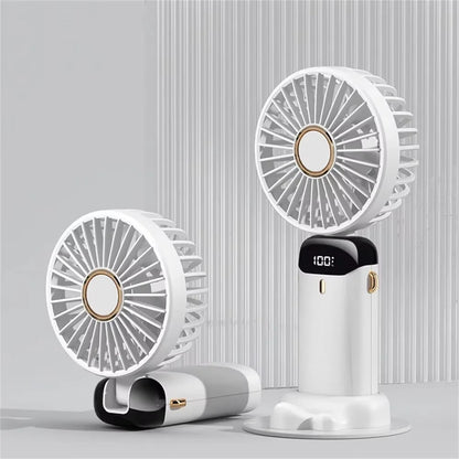 Portable Handheld Personal Rechargeable Fan LED Digital Display 90°Adjustable Rechargeable Fan , 5 Speed Wind Mini Aromatherapy