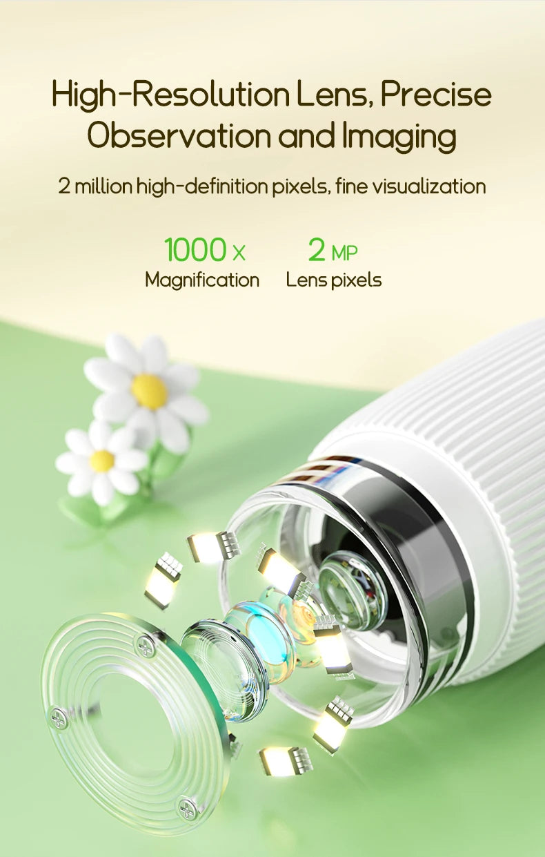 Microscope for Kids Children Microscope with 2 Inch Screen 1000x Zoom Mini Handheld Microscope Camera Christmas Birthday Gifts