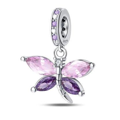 Colorful 925 Silver Plated Butterfly Zircon Charm Bead For Diy Bracelets