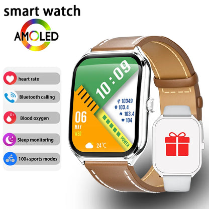 New Ultra Thin Smart Watch Men 1.96' AMOLED HD Pixel Display Always Show Time BT Call Reminder Smartwatch Ladies For Android iOS