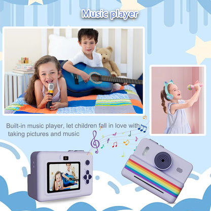 Kids Instant Camera with 32GB Memory Card & Color Pencil, Dual Cameras, Flashlight, the Perfect Gift for Boys and Girls.