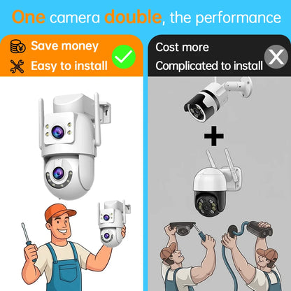 Jooan 4K 8MP HD Wifi PTZ Camera Outdoor 5G Wifi Dual Lens Security IP Cameras 5X Zoom AI Tracking ONVIF CCTV Surveillance Camera