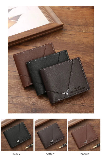 Men's wallet, leather short multiple card holder, wallet, credit card, ID card holder, casual men's business men's double fold