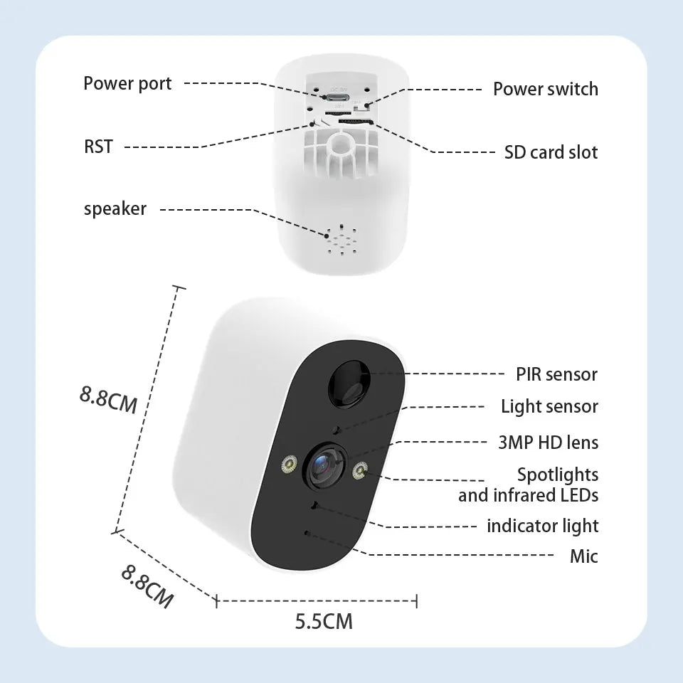 1080P WiFi Camera Solar Battery Outdoor Wireless Solar Powered Security Camera AI Motion Detection Two Way Audio Night Vision