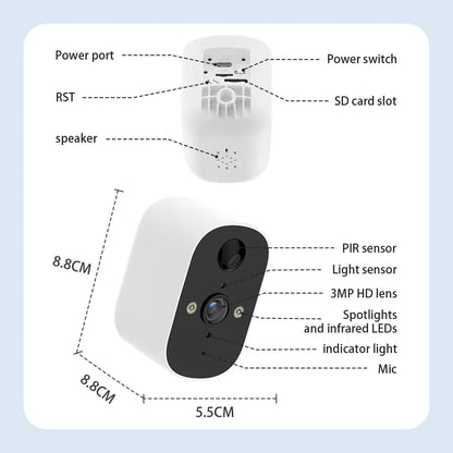 1080P WiFi Camera Solar Battery Outdoor Wireless Solar Powered Security Camera AI Motion Detection Two Way Audio Night Vision