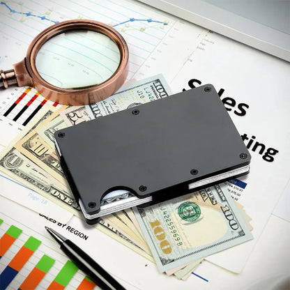 Men's Minimalist Ultra-Thin Carbon Fiber Metal Card Holder Multilingual versionRFIDAnti-theft Credit Card Holder