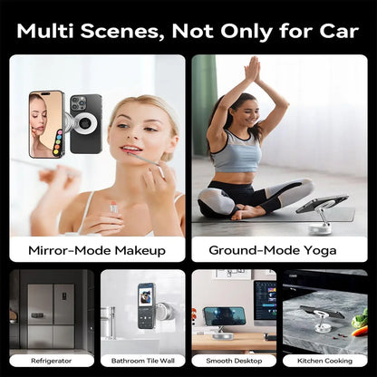 Upgraded Aluminum Alloy Nano Gel Vacuum Magnetic Phone Holder – 360° Rotating, 110LBS Strong Suction for Car, Kitchen & Smooth