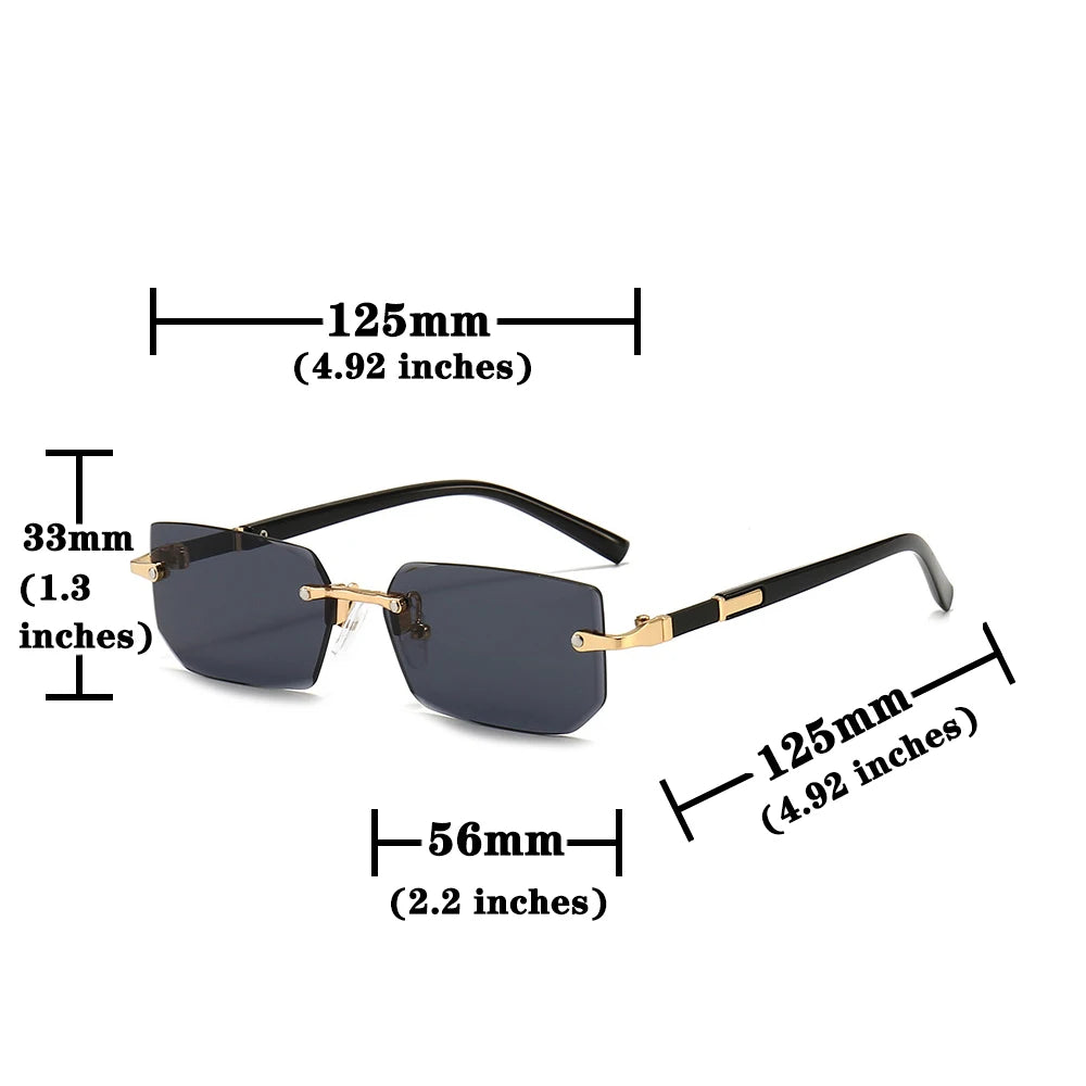 Rimless Sunglasses Rectangle Fashion Popular Women Men Shades Small Square Sun Glasses For Female Male Summer Traveling Glasses