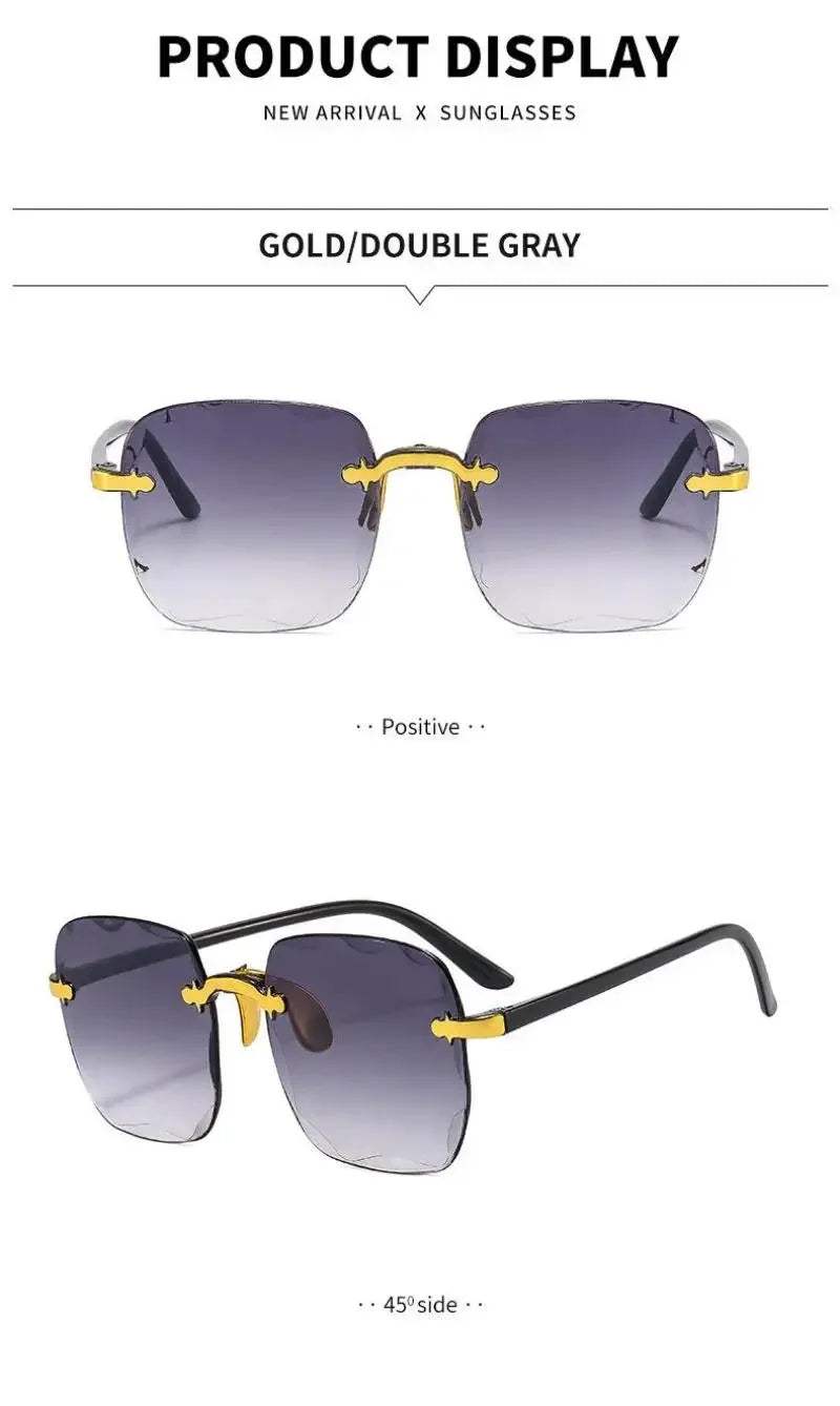 Frameless Sunglasses Y2K Gradient Fashion Korean Hip Pop Anti Ultraviolet Elegant Luxury Outdoor Travel Eyewear Women Unisex