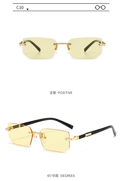 Rimless Sunglasses Rectangle Fashion Popular Women Men Shades Small Square Sun Glasses For Female Male Summer Traveling Glasses