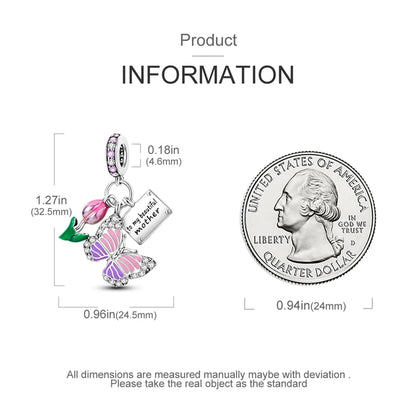 Colorful 925 Silver Plated Butterfly Zircon Charm Bead For Diy Bracelets