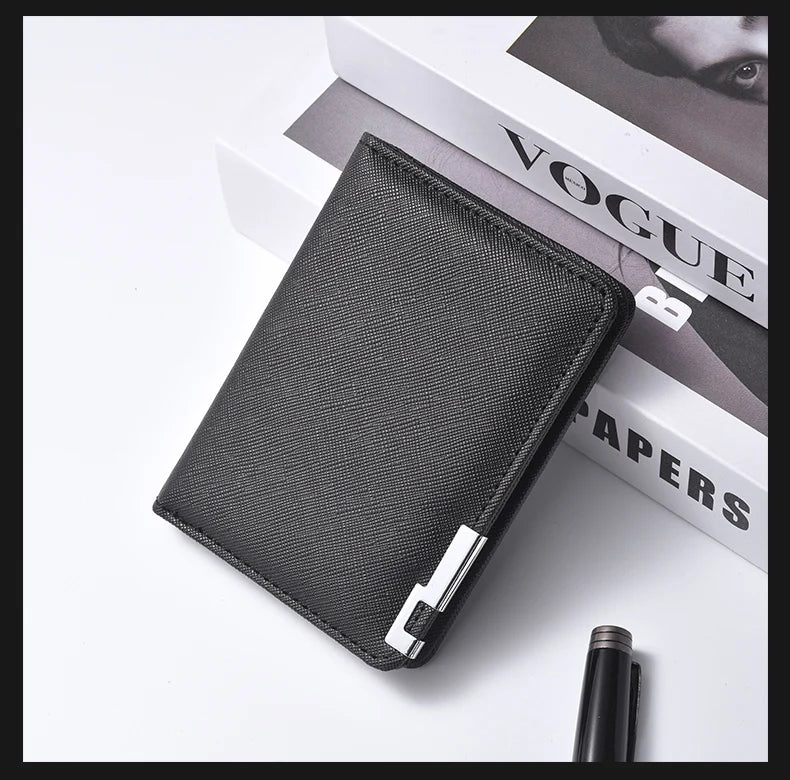 Men's Mini Ultra-Thin Vertical Style Short Wallet with Multiple Card Slots Credit Card Holder Youth Compact Wallet