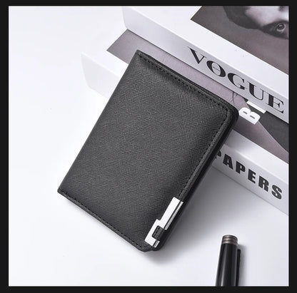 Men's Mini Ultra-Thin Vertical Style Short Wallet with Multiple Card Slots Credit Card Holder Youth Compact Wallet